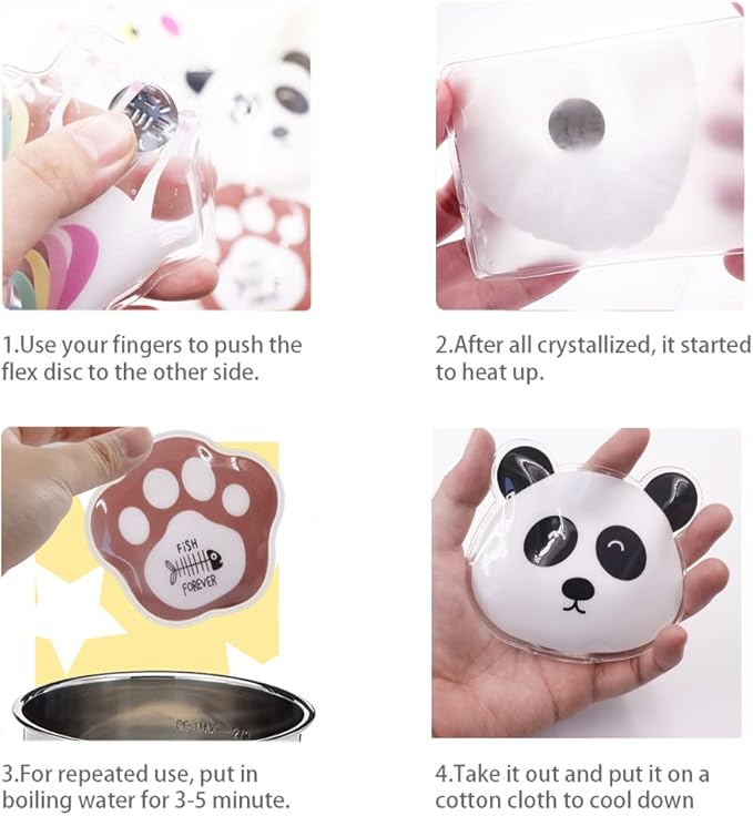 Reusable Pocket Hand Warmers, Snap Heat Pack, Hand Warmers Click, Kids Hand Warmers Boil Click Heat Pocket Hand Warmer, Pouch Gel Hand Warmers Long Lasting Warmth for Camping, Outdoor