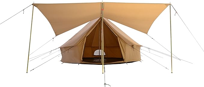 WHITEDUCK 10 Person 3 Season Tent Awning - Brown Cotton Canvas - Rectangular - Free Standing - Water Resistant - Perfect for Camping & Hiking