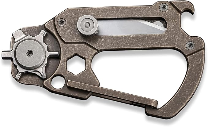 CIVIVI Polymorph Titanium Carabiner Multi-Tool with Utility Blade, Bottle Opener, Screwdriver C20045-2