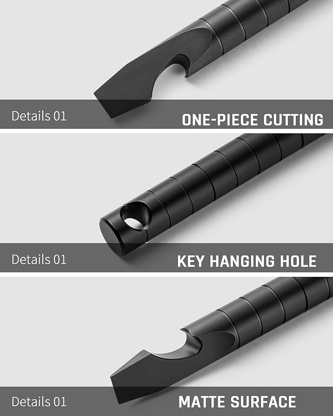 TISUR Titanium EDC Pry Bar, Keychain Prybar Multitool With Bottle Opener, 6 in 1 Portable Pocket Mini Crowbar Tool (Black)