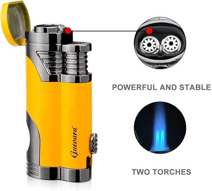 GUEVARA Butane Torch Lighter with Punch Windproof Double Jet Lighters