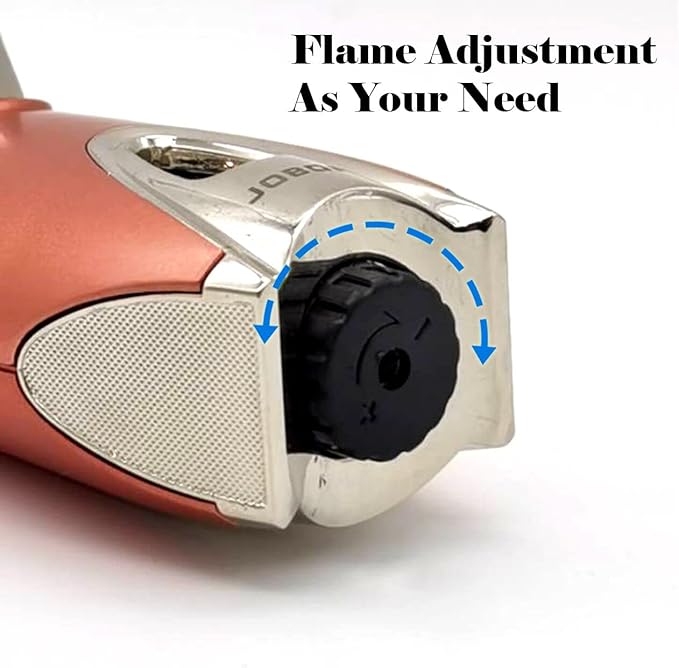 JOBON Pocket Torch Lighter, Gift Idea (Butane Free), Professional Reusable Single Jet Flame Gas Lighter, Kitchen BBQ Camping Candle (Rose Gold)