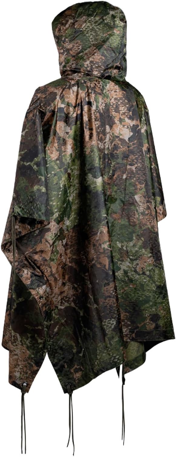 Mil-Tec Adult Ripstop Wet Weather Lightweight Waterproof Multi-Use Rain Poncho with Hood - Use as Bivouac Sack, Shelter Tent