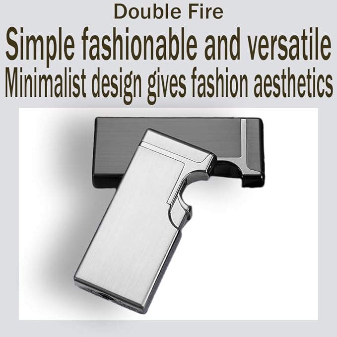 Butane Refill Torch Lighter, Cool Lighters Dual Flame Lighters for Candle Kitchen BBQ Men's Camping Gifts (Without Butane)