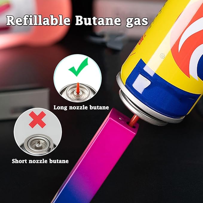 Torch Lighters, Jet Butane Lighters, Adjustable Flame Windproof Butane Refillable Gas with Visible Gas Tank for Candle, Grill, BBQ, Fireworks, Camping (Butane Not Included) (Blue Gradient)