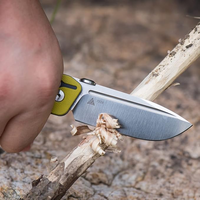 SRM Pocket Folding Knives, D2 Blade, G10 Handle, Ambidextrous Lock, Ambidextrous Tool-Free Clip, for Men or Women, for Outdoor, EDC or Survival Use, 7228-GJ