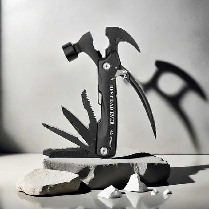 Gifts for Fathers Day Men from Daughter Son Kids, Unique Birthday Gift Ideas for Dad Grandpa Husband Him, Cool Gadgets Presents for Dad, All in One Multitool Hammer Survival Kit (Best Dad Ever)