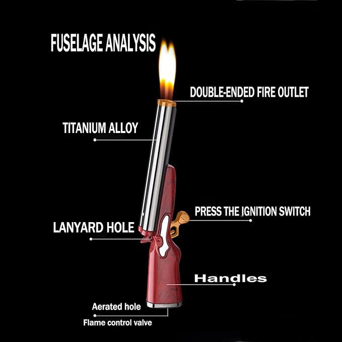 Cool Creative Design Butane Torch Lighter Refillable Unique Lighters for Men Fireplace Candle Camping BBQ (Without Gas) (01)