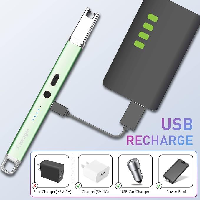 Lighter Electric Candle Lighter Upgraded Rechargeable Candle Lighter with LED Flashlight Windproof Flameless and Hanging Hook LED Battery Display Arc Candle Lighter for Candle Grill Camping