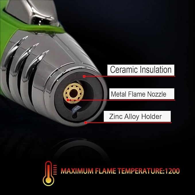 JOBON Pocket Torch Lighter, Gift Idea (Butane Free), Professional Reusable Single Jet Flame Gas Lighter, Kitchen BBQ Camping Candle (Green)