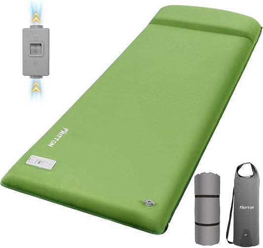 Self Inflating Sleeping Pad with Built-in Electric Pump, 3.15” Thick Memory Foam Camping Mattress, Fast Inflating Camping Sleeping Pad with Pillow, 4 Season Insulated Sleeping Pad for Camping, Tent