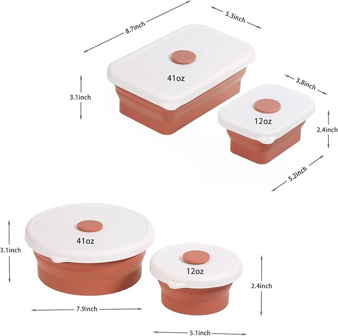 Collapsible Bowls for Camping(41oz,100% Food-grade Silicone Bowl with Lid Free BPA,Folding Mixing Bowls for Travel,RV storage,Leftovers,Swell Salad Bowl Kit