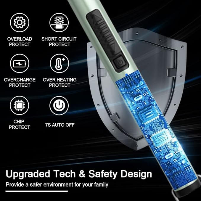 MeeToo Lighter Electric Candle Lighter Rechargeable USB Lighter Plasma Arc Lighter for Candle Camping (Green)