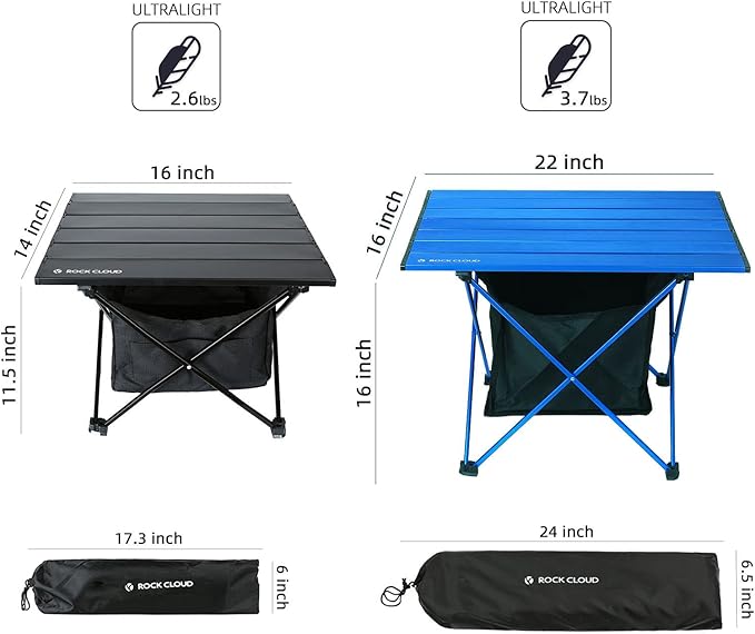 ROCK CLOUD Portable Camping Table Ultralight Aluminum Camp Table with Storage Bag Folding Beach Table for Camping Hiking Backpacking Outdoor Picnic