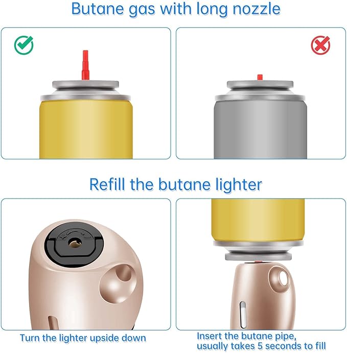 Butane Lighter Torch Long Lighter Jet Flame Windproof Lighter with Visual Fuel Window for Fireplace Kitchen Grill BBQ Camping, Pink (No Butane Included)