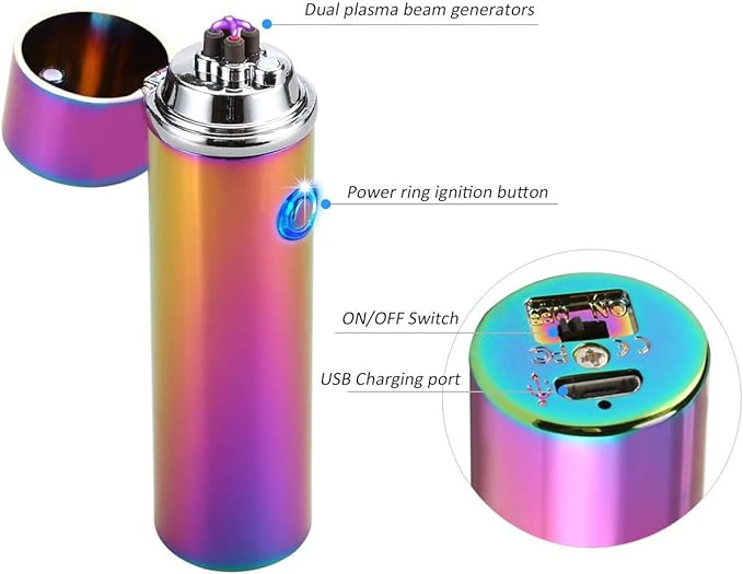 Electric Candle Lighter - XL Dual Arc Plasma Beam Lighter - Rechargeable Windproof Flameless Electronic Plasma Torch Lighter