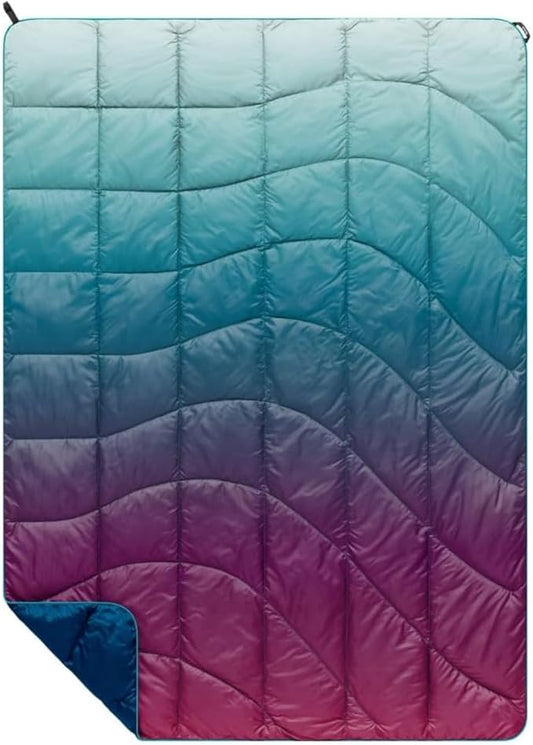 Rumpl The NanoLoft Puffy Blanket | Indoor Outdoor Camping Blanket for Traveling, Picnics, Beach Trips, Concerts | 38" x 52" | Crisp Fade, Travel