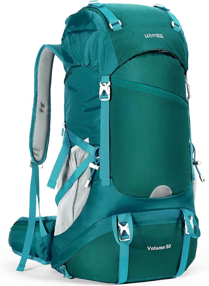 HOMIEE 50L Hiking Backpack Travel Bag Waterproof Camping Backpack with Rain Cover Lightweight Backpacking Backpack Rucksack