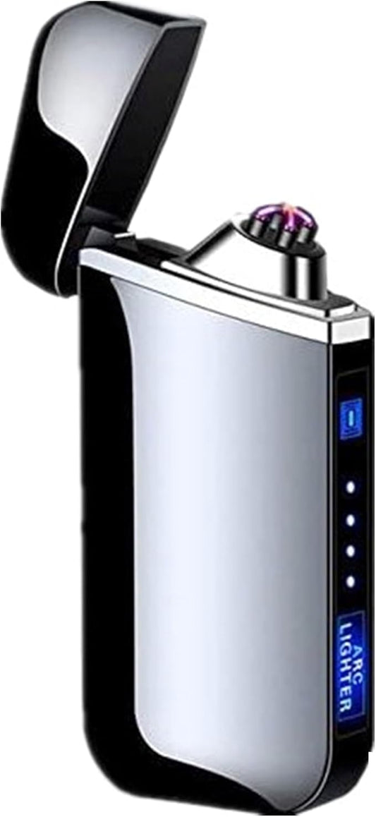 Electric Lighter Dual Arc Lighter Outdoor Windproof Lighters USB Rechargeable-Flameless-Plasma Cool Lighters for Camping, Hiking, Adventure, (Black)