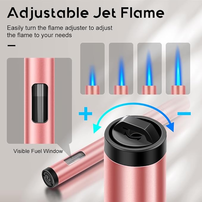 LcFun Candle Lighter 2 Pack, Windproof Electric Plasma Arc Lighter USB Rechargeable, Refillable Butane Lighter Adjustable Jet Flame Torch Lighter for Candles, Grill, BBQ (Butane Not Included)