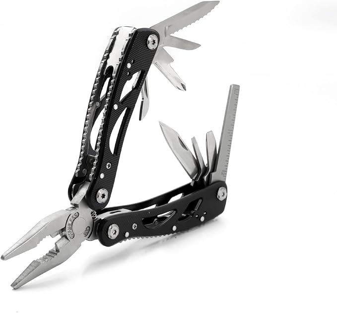 All In One Tool Multitool Needle Nose Plier, Stripper,Bottle Opener,Can Lifter,Cross Screwdriver,Knife,Saw Blade,File, Slotted Screwdrive For Outdoor, Survival, Camping, Hunting and Hiking