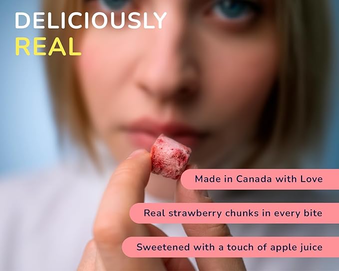Yozz Freeze Dried Yogurt with Real Strawberry Bites - 10 Small Packs - Healthy Snacks with Probiotics, No Sugar Added For Adults, Babies, and Toddlers - Tastes Wow!
