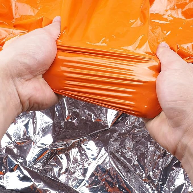 Emergency Survival Sleeping Bag 2 Pack - Thermal Portable Bivy Sack Waterproof for Camping, Hiking, Outdoor Activities - Lightweight & Compact Blanket for Travel - Orange & Green