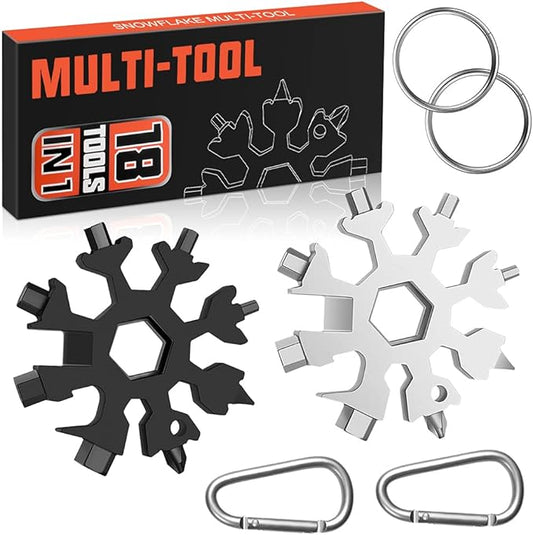 Stocking Stuffers Gifts for Men Dad, 2 Pack 18 in 1 Snowflake Multitool Christmas Birthday Gifts for Mens Grandpa Dad Son, Tool Gadgets