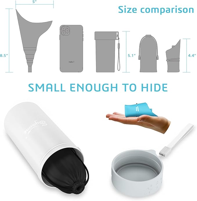 Female Urination Device,Portable Reusable Urinal Funnel with Extension Tube,Small Folding Storage,Suitable for Travel, Festivals, Camping,Traffic Jams,Etc,Includes Waterproof Bag,Waterproof Cup