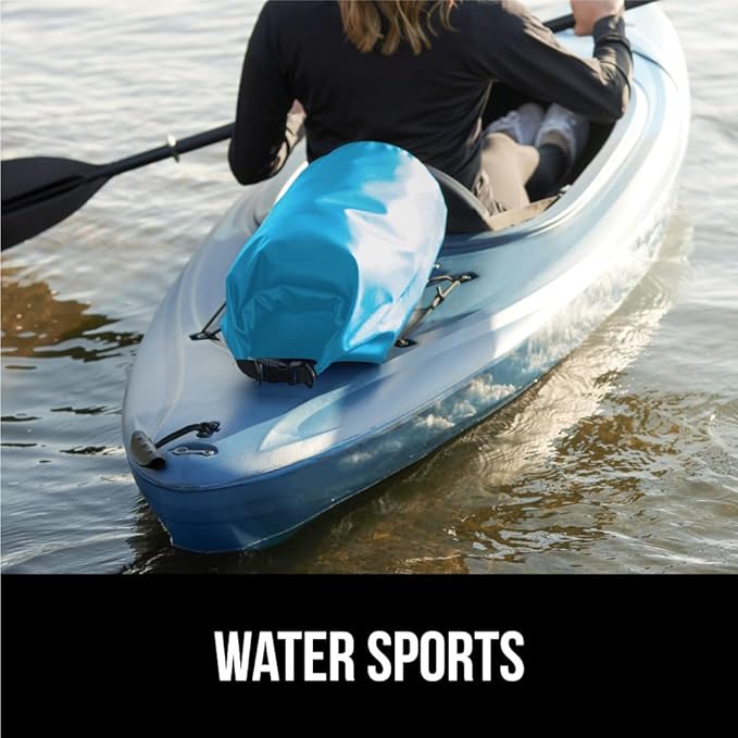 Gorilla Gear Heavy Duty 100% Waterproof IPX 6 Dry Bag, Tear and Puncture Resistant Bags, Kayaking Boating Hiking Camping Swimming Water Sports, Lightweight Outdoor Wet Storage Backpack, 20L Light Blue