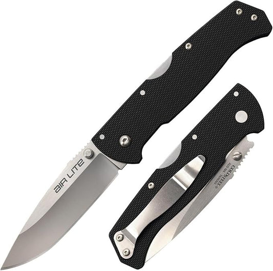 Cold Steel Air Lite 3.5" AUS10A Drop Point Blade 4.5" G-10 Handle Everyday Carry Compact Pocket Folding Knife w/Tri-Ad Lock
