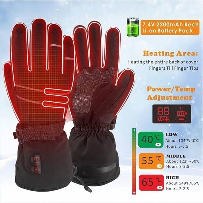 Heated Glove Liners, Rechargeable Electric Battery Operated Heated Gloves for Men Women Thin Hand Warmers for Work Skiing Hunting Fishing Arthritis