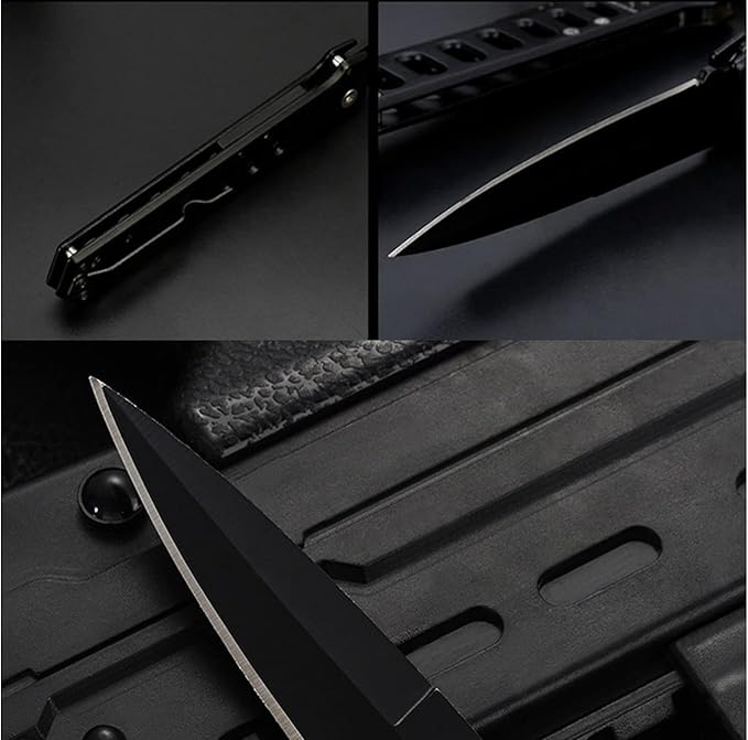 Pocket Folding Knife with 3.1” Stainless Steel Blade and Handle-blade Sharp (black)