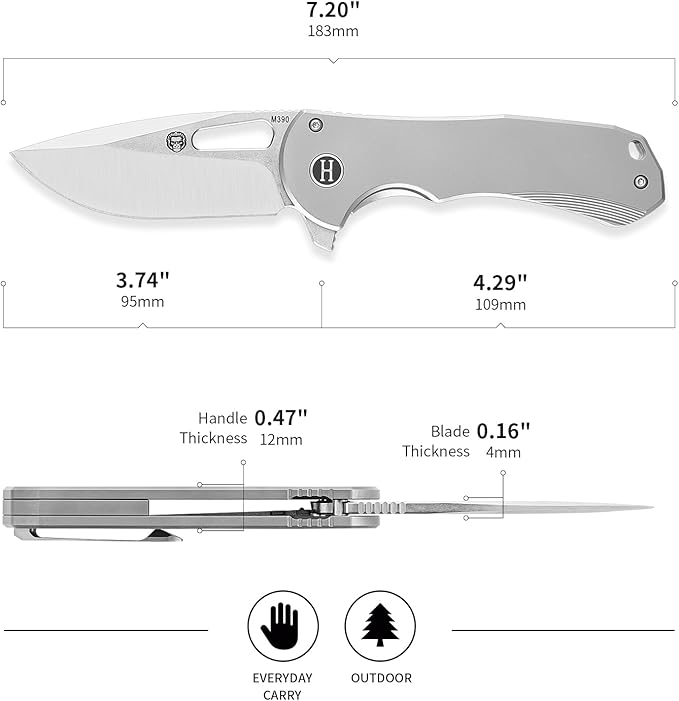 Holtzman's Gorilla Survival 'The Silverfox' M390 Steel Body Folding Knife