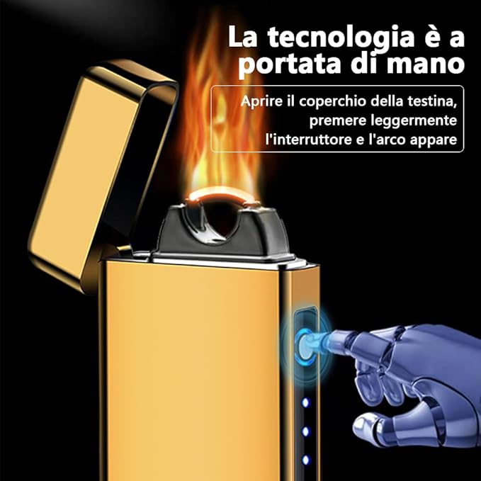 YOZWOO Plasma Lighter USB Rechargeable Electric Lighter High Power Flame Electronic Lighter Arc Windproof Lighter with Smart Protection Long Battery Life for Outdoor Camping, Hiking, BBQ(Ice Gold)