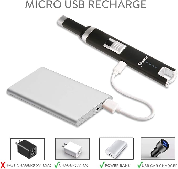 SUPRUS Candle Lighter Electric Rechargeable Arc Lighter with LED Battery Display Perfect for Candle Gas Stove Camping BBQ Party Gift Box