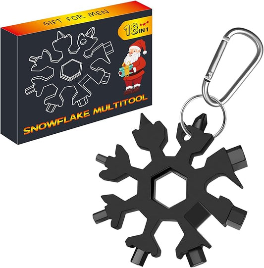 Stocking Stuffers for Men Gifts, 18 in 1 Snowflake Multitool, Christmas Gifts, Birthday Gifts for Men Grandpa Dad, Cool Gadgets (black)