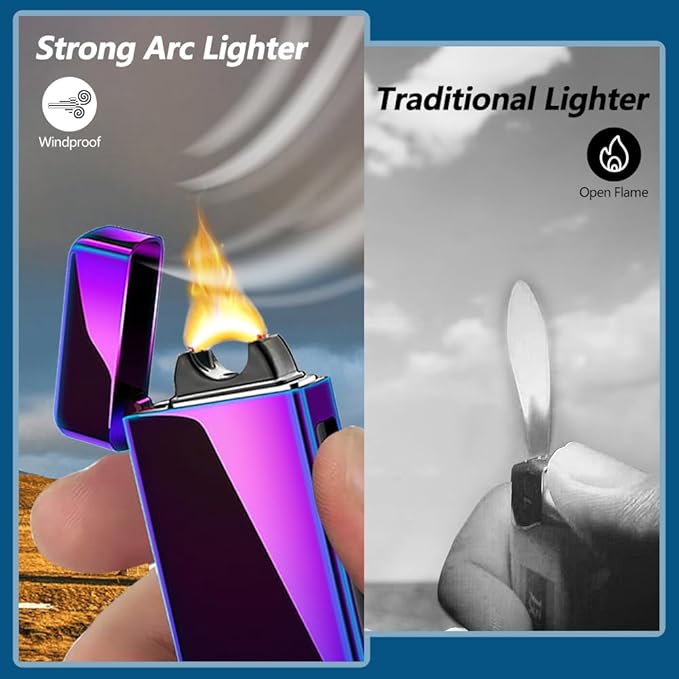 SKRFIRE Electronic Lighter USB Lighters Rechargeable Electric Lighter Plasma Arc Big Flame Cool Lighter with Beautiful Gift Box as Creative Gift (Colour)