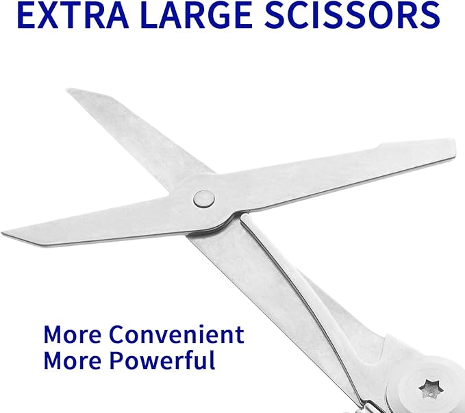 Multitool Pocket Knife,12-in-1 Multitool Knife,Titanium-Plated Handle,Pocket Clip,Large Scissors,Stainless Steel for Camping, Hiking, Survival, multitool for Men