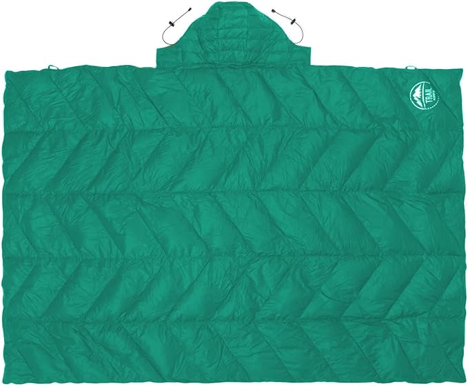 Luxurious Ultralight Down Camping Blanket | Perfect for Backpacking | Packable Puffy Outdoor Quilt with Hood & Pad Straps | Ideal for Travel Camping & Soccer Moms | 80x54 Turquoise