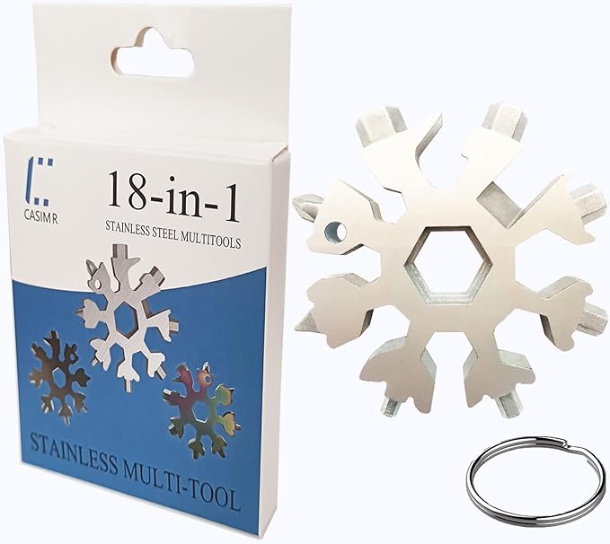 CASIMR Snowflake Multi Tool, Unique Stocking Stuffers for Women Men Kids Adults Teens, Mens Christmas Gifts Cool Gadgets for Dad Birthday Gift, Portable 18-in-1 Stainless Steel Multitool Presents