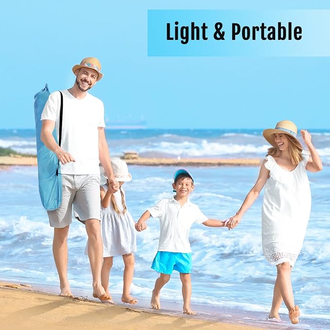 WhiteFang Deluxe Pop Up Beach Tent Sun Shade Shelter for 3-4/5-6 Person, UV Protection, Extendable Floor with 3 Ventilating Windows Plus Carrying Bag, Stakes, and Guy Lines