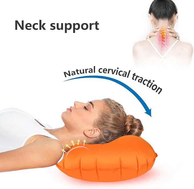 SJC Inflatable Camping Pillow – Ultralight Compact Neck Pillow for Camping Backpacking and Travel Ergonomic Lumbar Support for Sleeping