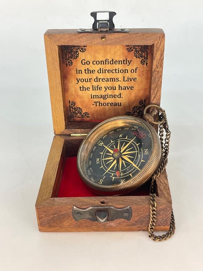 Nauticle Compass, Elegant Brass Compass with Engraved Pocket Sundial, Perfect Brass Decorative Objects, Timeless Navigation Perfect Brass Gifts for him.