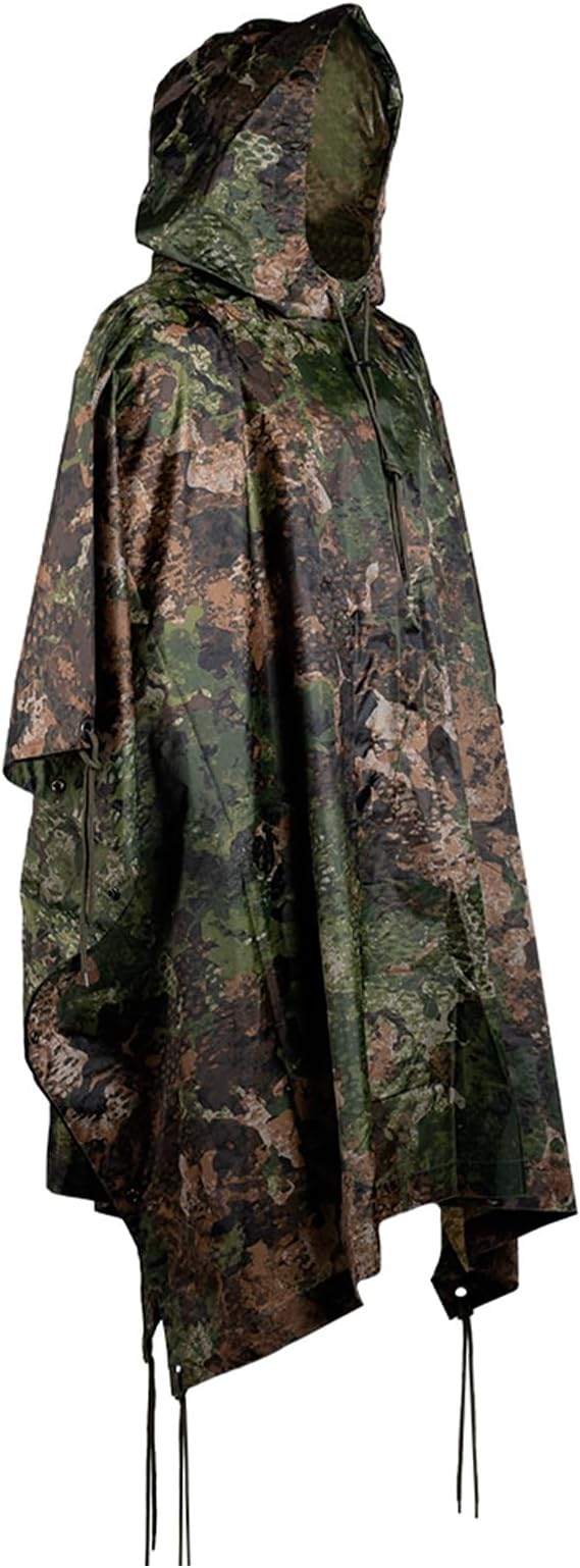 Mil-Tec Adult Ripstop Wet Weather Lightweight Waterproof Multi-Use Rain Poncho with Hood - Use as Bivouac Sack, Shelter Tent