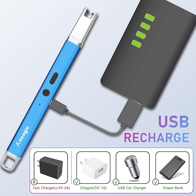 Lighter Electric Candle Lighter Upgraded Rechargeable Candle Lighter with LED Flashlight Windproof Flameless and Hanging Hook LED Battery Display Arc Candle Lighter for Candle Grill Camping