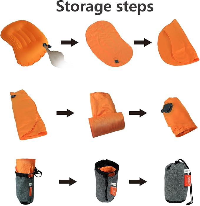 SJC Inflatable Camping Pillow – Ultralight Compact Neck Pillow for Camping Backpacking and Travel Ergonomic Lumbar Support for Sleeping