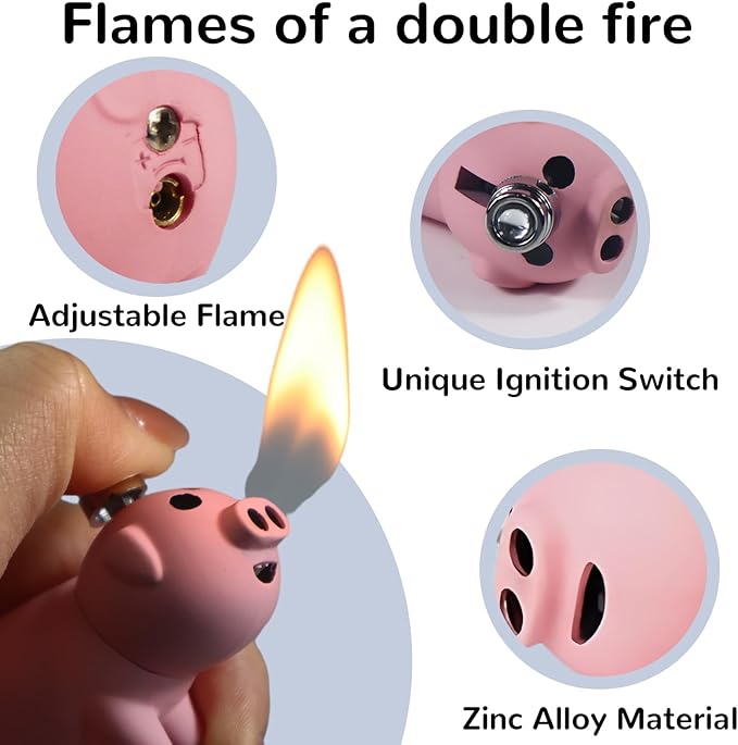 Cute Cartoon Animal Lighter Butane Refill, Pretty Aesthetic, Unique for Women Candles Gifts Camping BBQ (No Butane Fule) (26#)