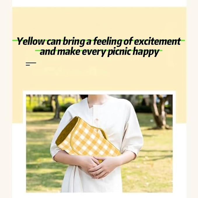 Oversized outdoor placemat Light Weight waterproof folding tote bag Yellow and White Stripes Perfect for Beach Lawn parties (Yellow and White stripes) (60""×80 "")