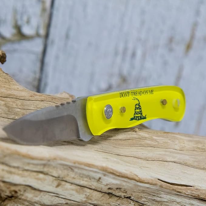 WHISKEY BENT HAT CO. Skinner 440 Steel Fixed Blade Knife w/Leather Sheath (Don't Tread)